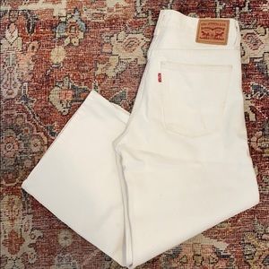 White Levi Ribcage Crop Wideleg